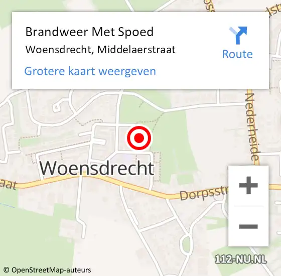 Locatie op kaart van de 112 melding: Brandweer Met Spoed Naar Woensdrecht, Middelaerstraat op 5 mei 2017 11:20