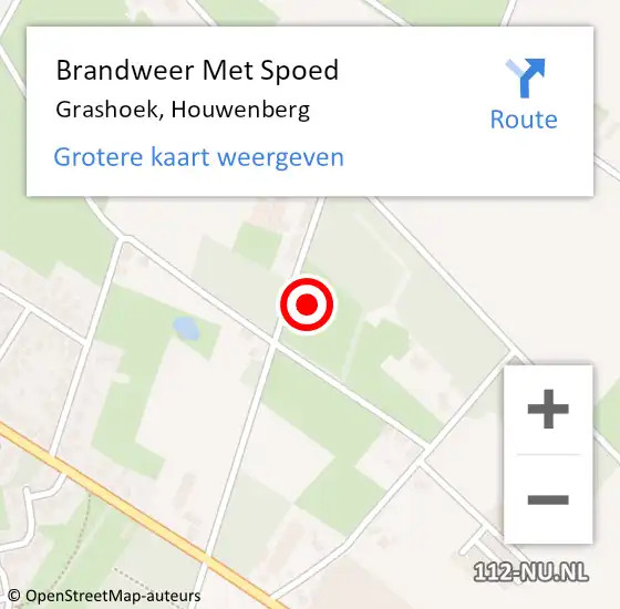 Locatie op kaart van de 112 melding: Brandweer Met Spoed Naar Grashoek, Houwenberg op 5 mei 2017 12:17