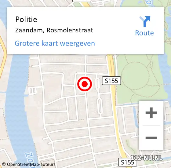 Locatie op kaart van de 112 melding: Politie Zaandam, Rosmolenstraat op 5 mei 2017 12:55