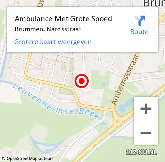 Locatie op kaart van de 112 melding: Ambulance Met Grote Spoed Naar Brummen, Narcisstraat op 5 mei 2017 13:31