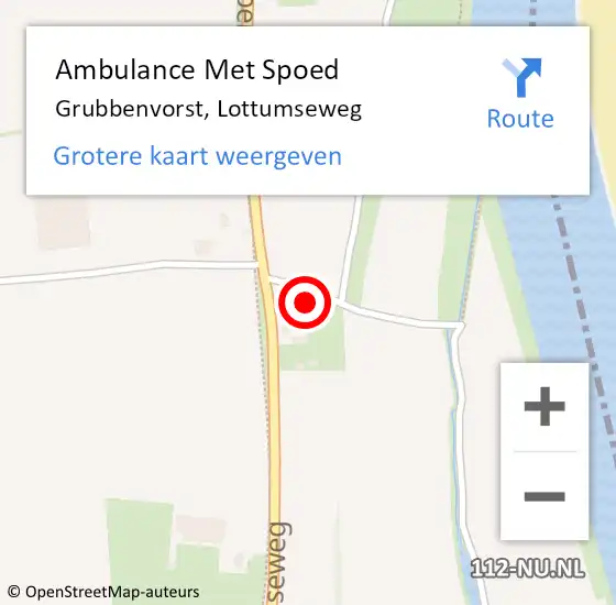 Locatie op kaart van de 112 melding: Ambulance Met Spoed Naar Grubbenvorst, Lottumseweg op 19 januari 2014 13:29