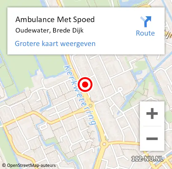 Locatie op kaart van de 112 melding: Ambulance Met Spoed Naar Oudewater, Brede Dijk op 5 mei 2017 14:12