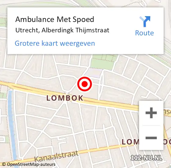 Locatie op kaart van de 112 melding: Ambulance Met Spoed Naar Utrecht, Alberdingk Thijmstraat op 5 mei 2017 14:28