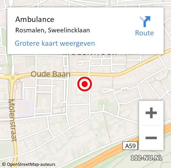 Locatie op kaart van de 112 melding: Ambulance Rosmalen, Sweelincklaan op 5 mei 2017 14:38