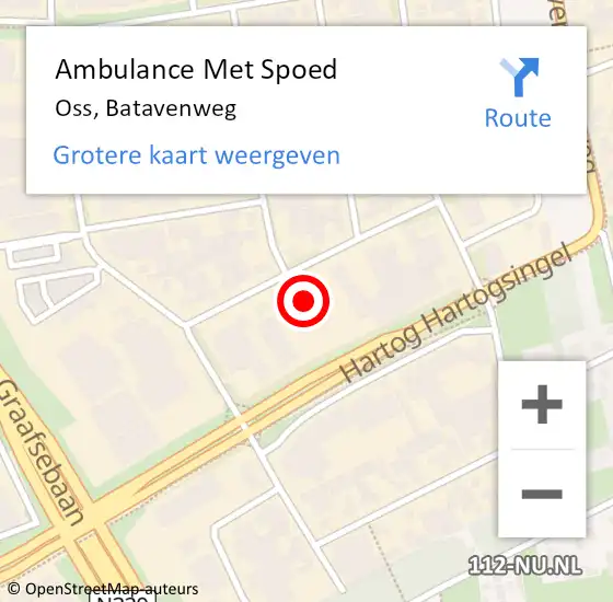 Locatie op kaart van de 112 melding: Ambulance Met Spoed Naar Oss, Batavenweg op 5 mei 2017 14:47