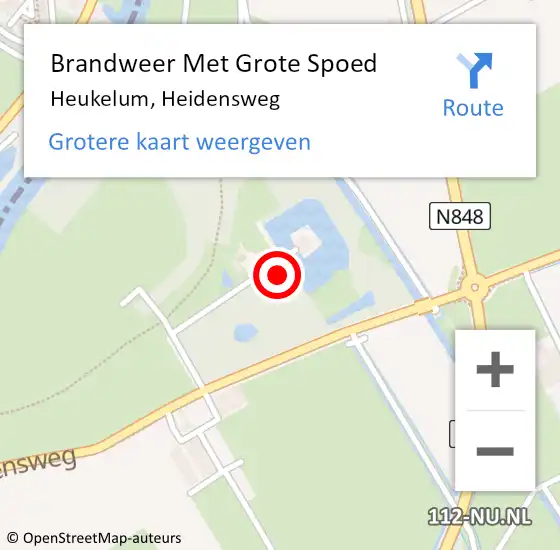 Locatie op kaart van de 112 melding: Brandweer Met Grote Spoed Naar Heukelum, Heidensweg op 5 mei 2017 15:09