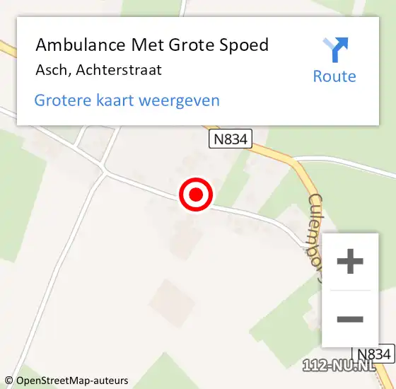 Locatie op kaart van de 112 melding: Ambulance Met Grote Spoed Naar Asch, Achterstraat op 5 mei 2017 15:44