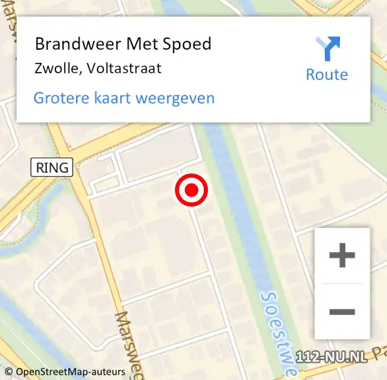 Locatie op kaart van de 112 melding: Brandweer Met Spoed Naar Zwolle, Voltastraat op 5 mei 2017 15:57