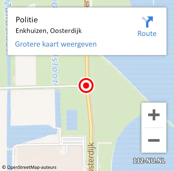 Locatie op kaart van de 112 melding: Politie Enkhuizen, Oosterdijk op 5 mei 2017 16:18