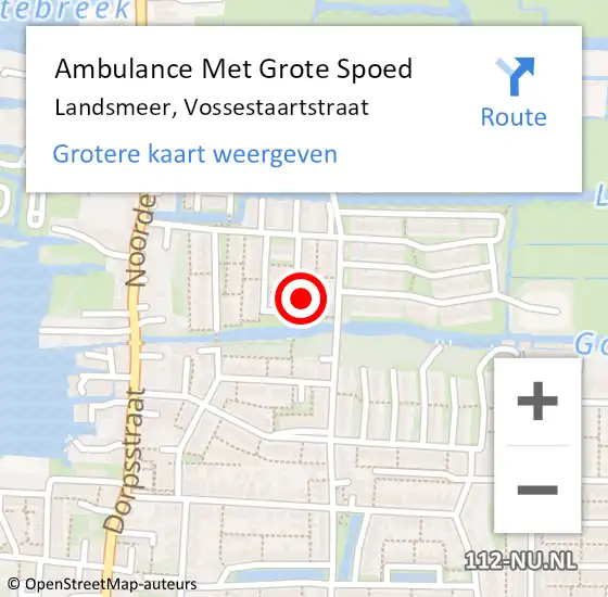 Locatie op kaart van de 112 melding: Ambulance Met Grote Spoed Naar Landsmeer, Vossestaartstraat op 5 mei 2017 16:33