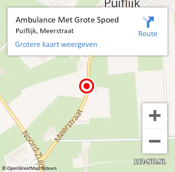 Locatie op kaart van de 112 melding: Ambulance Met Grote Spoed Naar Puiflijk, Meerstraat op 5 mei 2017 16:41