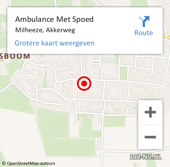 Locatie op kaart van de 112 melding: Ambulance Met Spoed Naar Milheeze, Akkerweg op 5 mei 2017 16:54