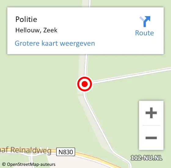 Locatie op kaart van de 112 melding: Politie Hellouw, Zeek op 5 mei 2017 17:49