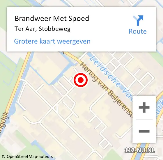 Locatie op kaart van de 112 melding: Brandweer Met Spoed Naar Ter Aar, Stobbeweg op 5 mei 2017 17:50