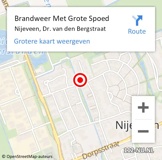 Locatie op kaart van de 112 melding: Brandweer Met Grote Spoed Naar Nijeveen, Dr. van den Bergstraat op 5 mei 2017 18:05