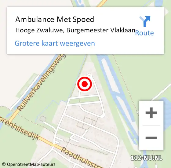 Locatie op kaart van de 112 melding: Ambulance Met Spoed Naar Hooge Zwaluwe, Burgemeester Vlaklaan op 5 mei 2017 19:02