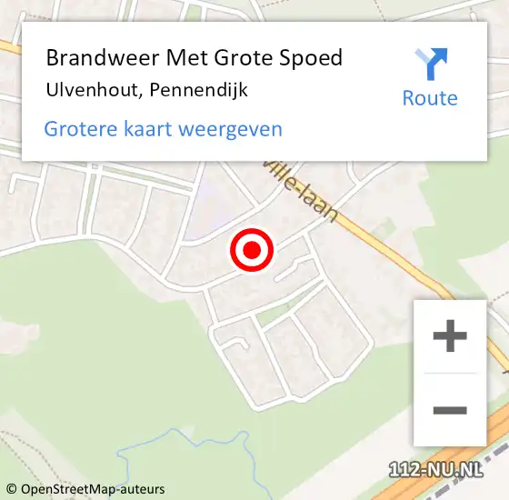 Locatie op kaart van de 112 melding: Brandweer Met Grote Spoed Naar Ulvenhout, Pennendijk op 5 mei 2017 20:04