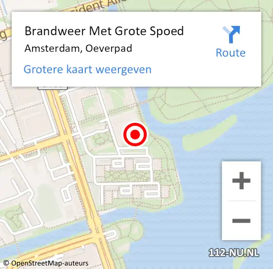 Locatie op kaart van de 112 melding: Brandweer Met Grote Spoed Naar Amsterdam, Oeverpad op 5 mei 2017 20:08