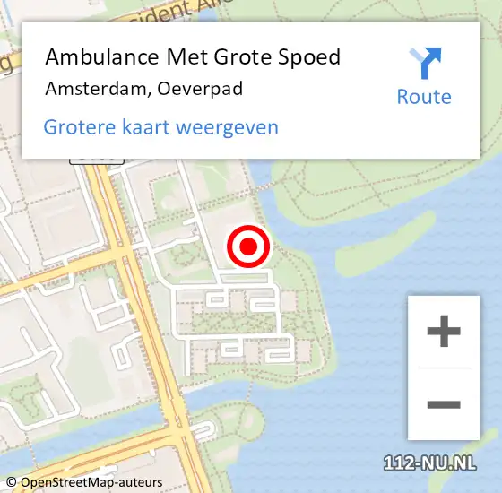 Locatie op kaart van de 112 melding: Ambulance Met Grote Spoed Naar Amsterdam, Oeverpad op 5 mei 2017 20:09