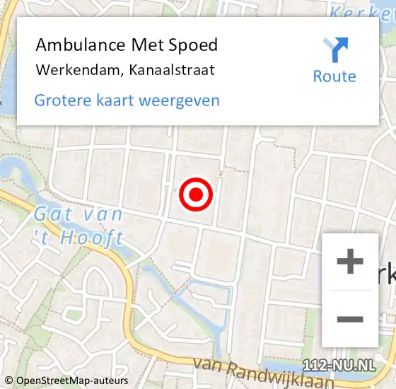 Locatie op kaart van de 112 melding: Ambulance Met Spoed Naar Werkendam, Kanaalstraat op 5 mei 2017 21:18