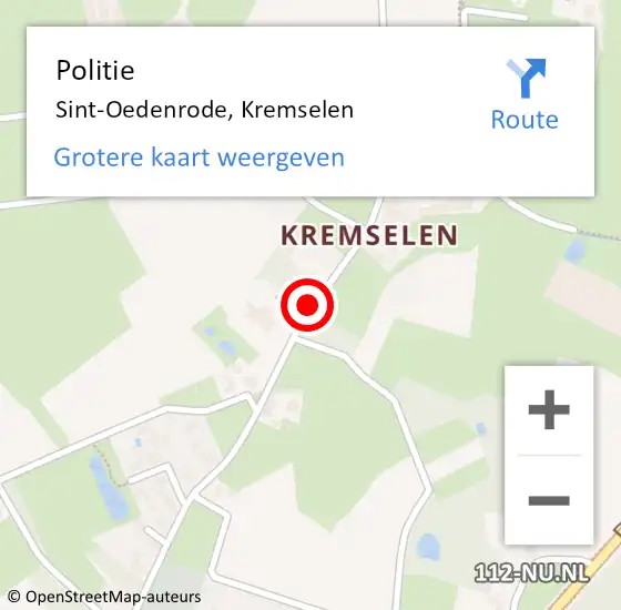 Locatie op kaart van de 112 melding: Politie Sint-Oedenrode, Kremselen op 5 mei 2017 21:39