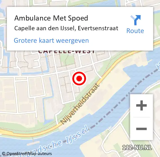 Locatie op kaart van de 112 melding: Ambulance Met Spoed Naar Capelle aan den IJssel, Evertsenstraat op 5 mei 2017 21:51