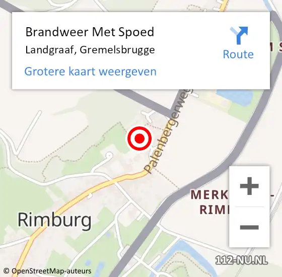 Locatie op kaart van de 112 melding: Brandweer Met Spoed Naar Landgraaf, Gremelsbrugge op 5 mei 2017 22:08