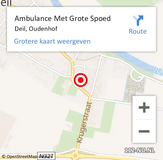 Locatie op kaart van de 112 melding: Ambulance Met Grote Spoed Naar Deil, Oudenhof op 5 mei 2017 22:32