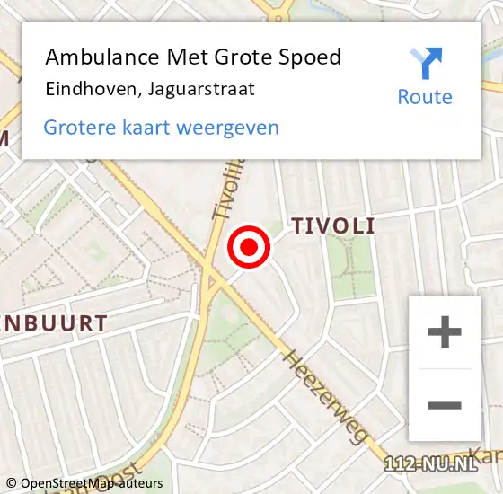 Locatie op kaart van de 112 melding: Ambulance Met Grote Spoed Naar Eindhoven, Jaguarstraat op 5 mei 2017 22:54