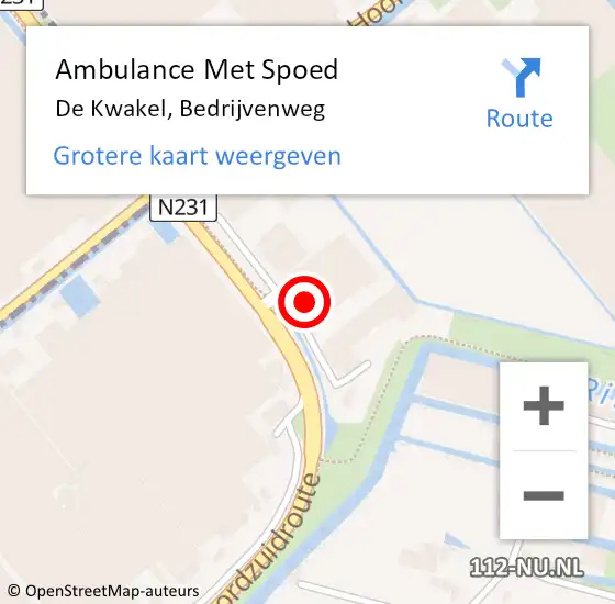 Locatie op kaart van de 112 melding: Ambulance Met Spoed Naar De Kwakel, Bedrijvenweg op 5 mei 2017 23:03