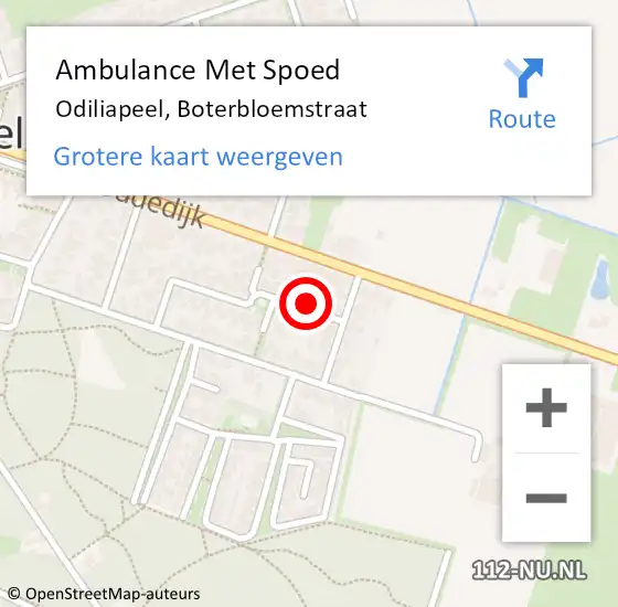 Locatie op kaart van de 112 melding: Ambulance Met Spoed Naar Odiliapeel, Boterbloemstraat op 5 mei 2017 23:15