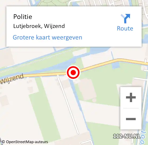 Locatie op kaart van de 112 melding: Politie Lutjebroek, Wijzend op 5 mei 2017 23:45