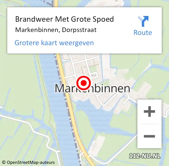 Locatie op kaart van de 112 melding: Brandweer Met Grote Spoed Naar Markenbinnen, Dorpsstraat op 6 mei 2017 00:21