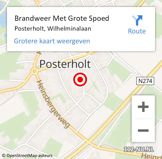 Locatie op kaart van de 112 melding: Brandweer Met Grote Spoed Naar Posterholt, Wilhelminalaan op 6 mei 2017 00:43