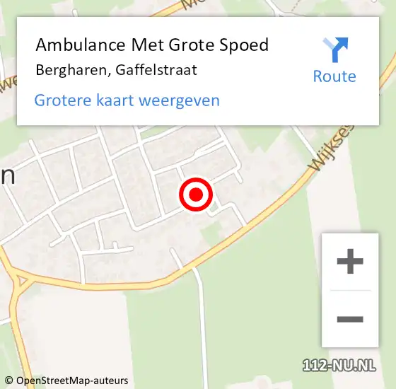 Locatie op kaart van de 112 melding: Ambulance Met Grote Spoed Naar Bergharen, Gaffelstraat op 6 mei 2017 01:51