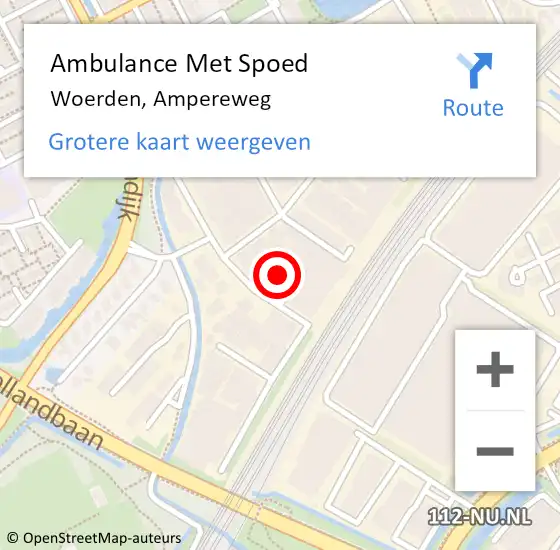 Locatie op kaart van de 112 melding: Ambulance Met Spoed Naar Woerden, Ampereweg op 6 mei 2017 01:58