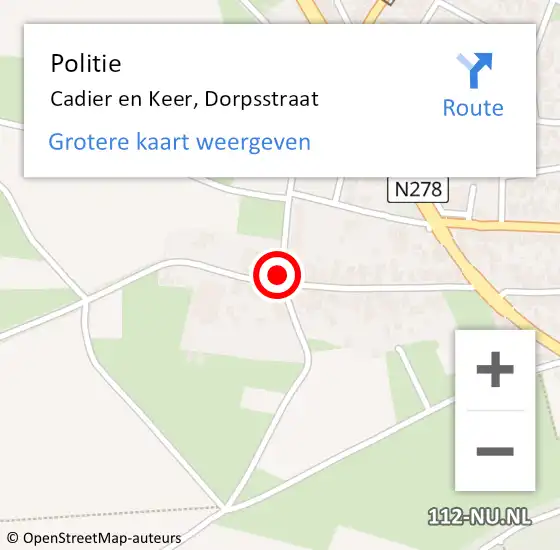 Locatie op kaart van de 112 melding: Politie Cadier en Keer, Dorpsstraat op 6 mei 2017 02:44