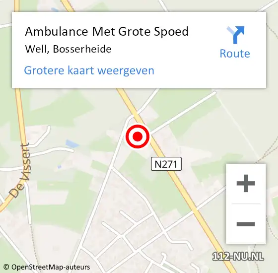 Locatie op kaart van de 112 melding: Ambulance Met Grote Spoed Naar Well, Bosserheide op 6 mei 2017 03:04