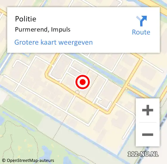 Locatie op kaart van de 112 melding: Politie Purmerend, Impuls op 6 mei 2017 03:50