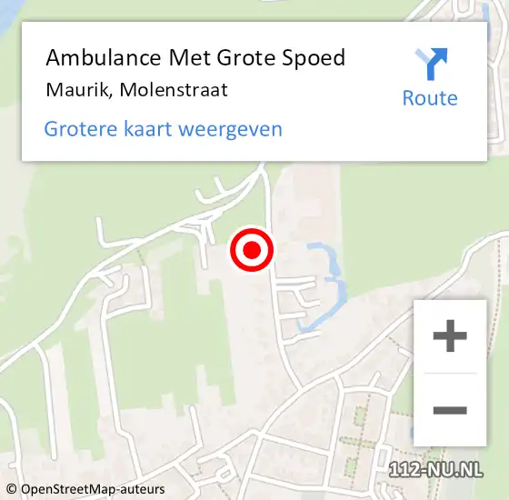 Locatie op kaart van de 112 melding: Ambulance Met Grote Spoed Naar Maurik, Molenstraat op 6 mei 2017 04:21