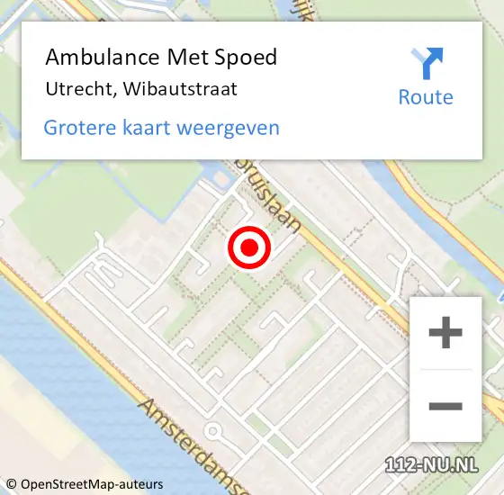 Locatie op kaart van de 112 melding: Ambulance Met Spoed Naar Utrecht, Wibautstraat op 6 mei 2017 06:05