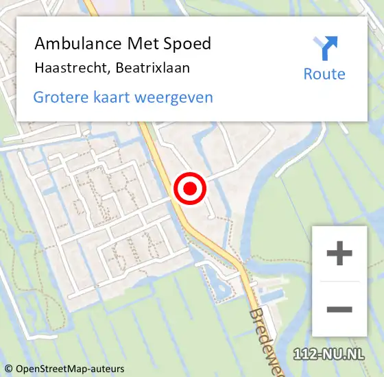 Locatie op kaart van de 112 melding: Ambulance Met Spoed Naar Haastrecht, Beatrixlaan op 6 mei 2017 07:00