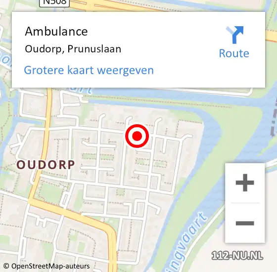 Locatie op kaart van de 112 melding: Ambulance Oudorp, Prunuslaan op 6 mei 2017 07:42