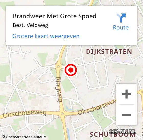 Locatie op kaart van de 112 melding: Brandweer Met Grote Spoed Naar Best, Veldweg op 6 mei 2017 08:45