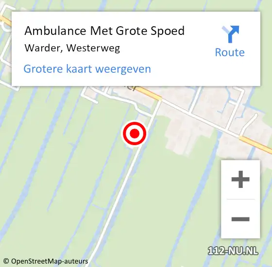 Locatie op kaart van de 112 melding: Ambulance Met Grote Spoed Naar Warder, Westerweg op 6 mei 2017 09:42