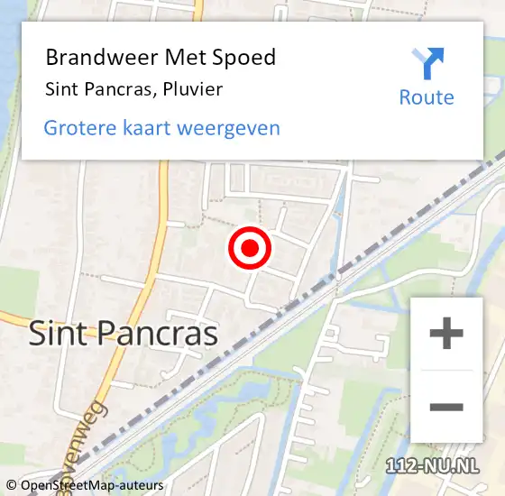 Locatie op kaart van de 112 melding: Brandweer Met Spoed Naar Sint Pancras, Pluvier op 6 mei 2017 09:59