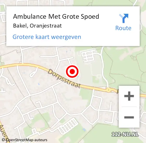 Locatie op kaart van de 112 melding: Ambulance Met Grote Spoed Naar Bakel, Oranjestraat op 6 mei 2017 10:00