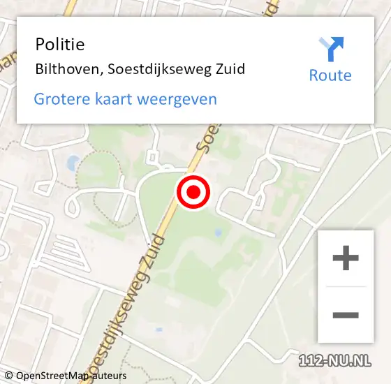 Locatie op kaart van de 112 melding: Politie Bilthoven, Soestdijkseweg Zuid op 6 mei 2017 10:17