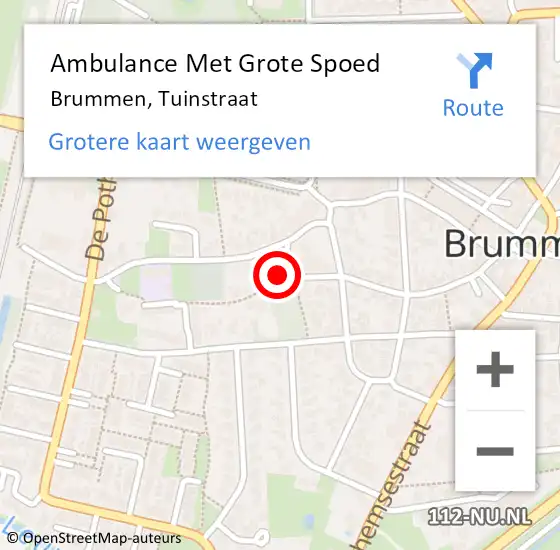 Locatie op kaart van de 112 melding: Ambulance Met Grote Spoed Naar Brummen, Tuinstraat op 6 mei 2017 10:54