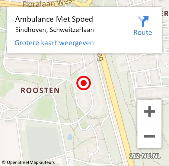 Locatie op kaart van de 112 melding: Ambulance Met Spoed Naar Eindhoven, Schweitzerlaan op 6 mei 2017 11:01